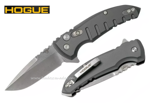 Hogue X1-MicroFlip Flipper Folding Knife, 154CM Drop Point, Aluminum Grey, 24172